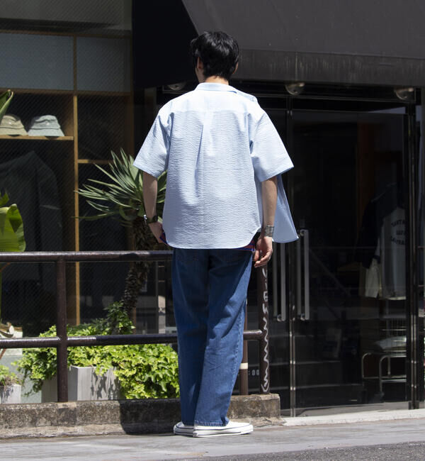 GLOSTER「【GLOSTER/グロスター】シアサッカー ボタンダウン半袖シャツ」|シャツ・ブラウス|