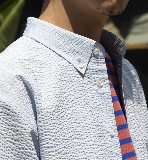 GLOSTER「【GLOSTER/グロスター】シアサッカー ボタンダウン半袖シャツ」|シャツ・ブラウス|