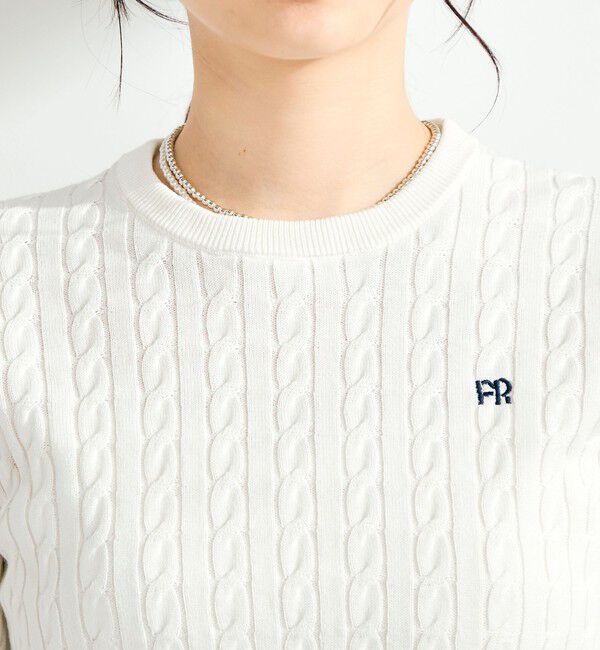 fredy emue「【WEB限定/大人気シリーズ】FR刺しゅうケーブル柄半袖プルオーバーニット」|ニット・セーター|