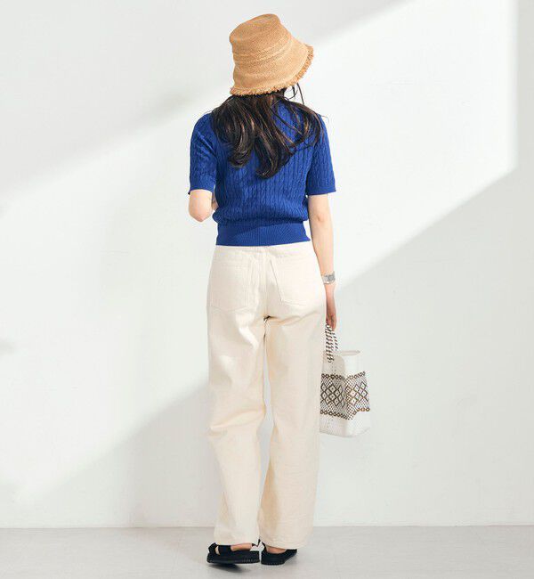 fredy emue「【WEB限定/大人気シリーズ】FR刺しゅうケーブル柄半袖プルオーバーニット」|ニット・セーター|