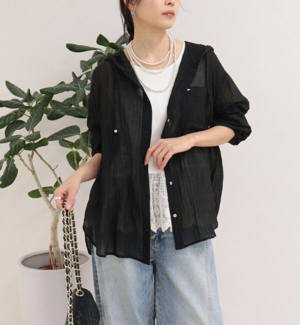 fredy emue「リネン混楊柳フーディシャツ」|シャツ・ブラウス|