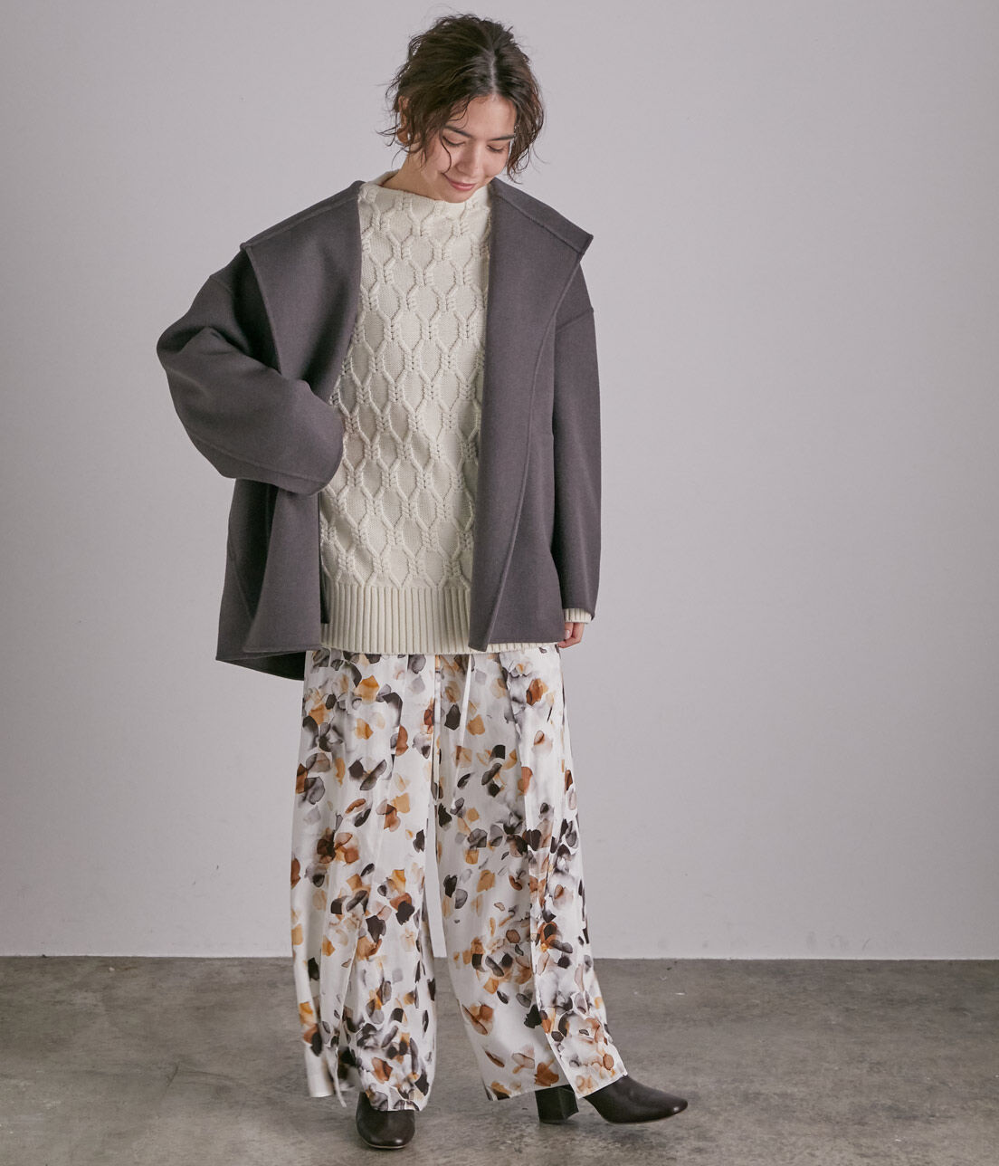 SALON adam et rope'「ウールカシミヤ無双仕立てフード付きミドル丈コート」|その他|