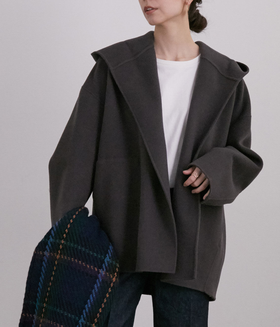 SALON adam et rope'「ウールカシミヤ無双仕立てフード付きミドル丈コート」|その他|ダークブラウン(20)