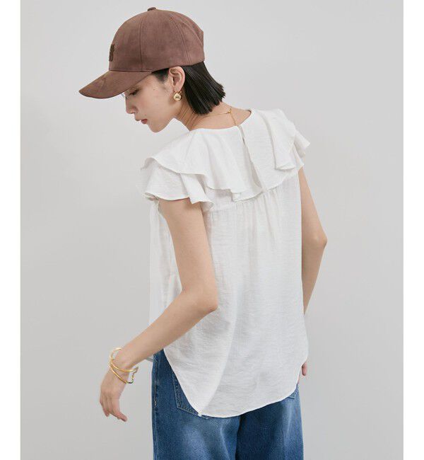 VIS「【WEB限定】ラッフルフリルフレンチスリーブブラウス」|シャツ・ブラウス|