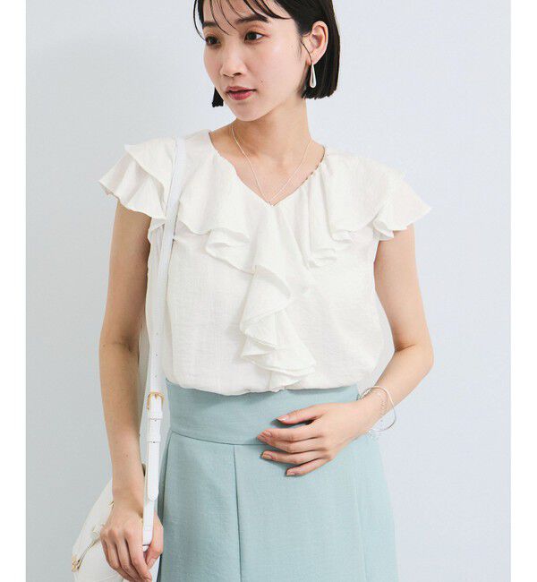 VIS「【WEB限定】ラッフルフリルフレンチスリーブブラウス」|シャツ・ブラウス|
