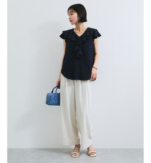 VIS「【WEB限定】ラッフルフリルフレンチスリーブブラウス」|シャツ・ブラウス|