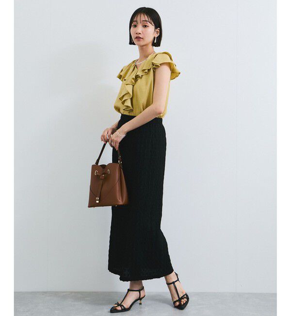 VIS「【WEB限定】ラッフルフリルフレンチスリーブブラウス」|シャツ・ブラウス|