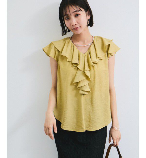 VIS「【WEB限定】ラッフルフリルフレンチスリーブブラウス」|シャツ・ブラウス|