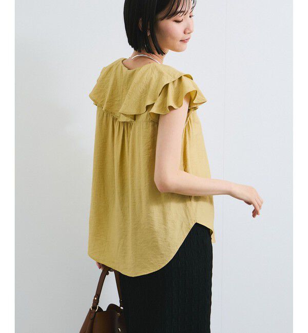 VIS「【WEB限定】ラッフルフリルフレンチスリーブブラウス」|シャツ・ブラウス|