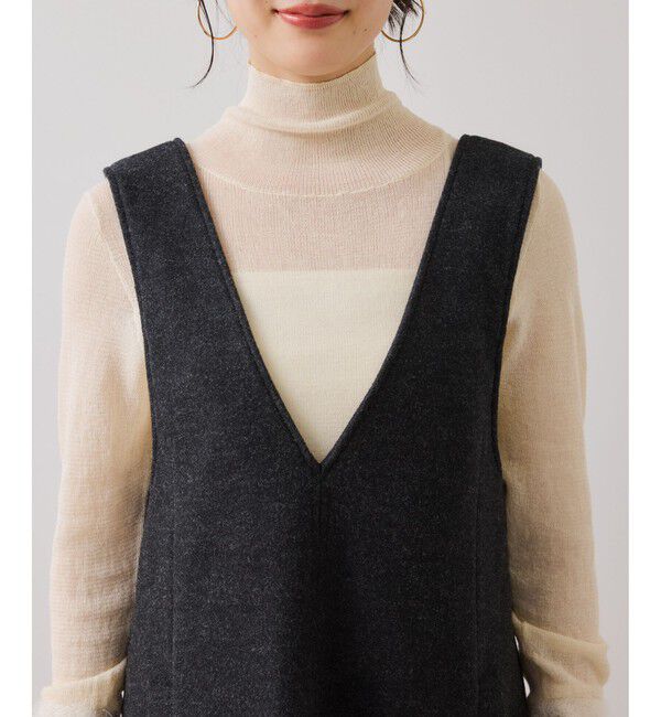 VIS「シャギーVネックミニ丈ジャンパースカート」|ワンピース|