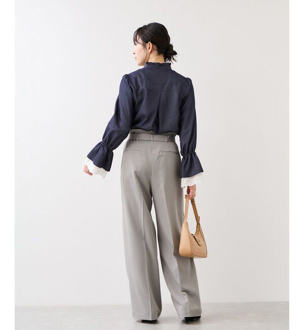 VIS「ベルトディティールパンツ/防シワ・イージーケア」|スラックス|