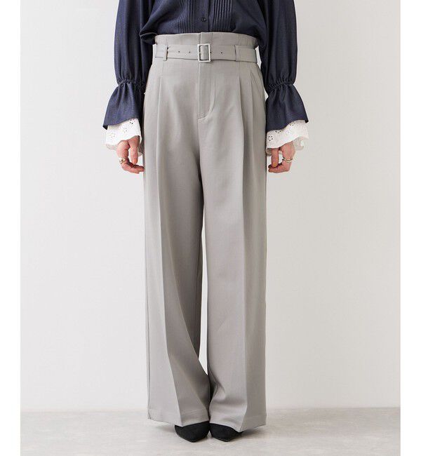 VIS「ベルトディティールパンツ/防シワ・イージーケア」|スラックス|