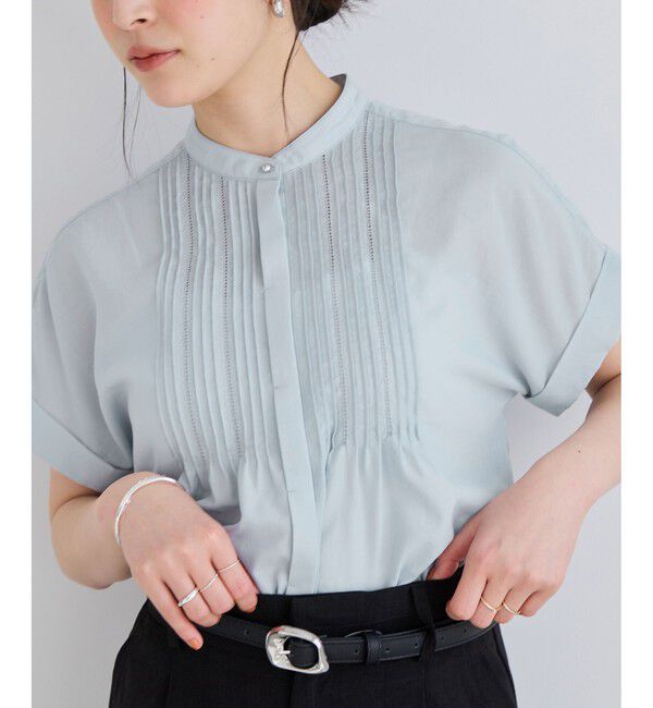VIS「気流染めピコピンタック半袖ブラウス/イージーケア・接触冷感」|シャツ・ブラウス|
