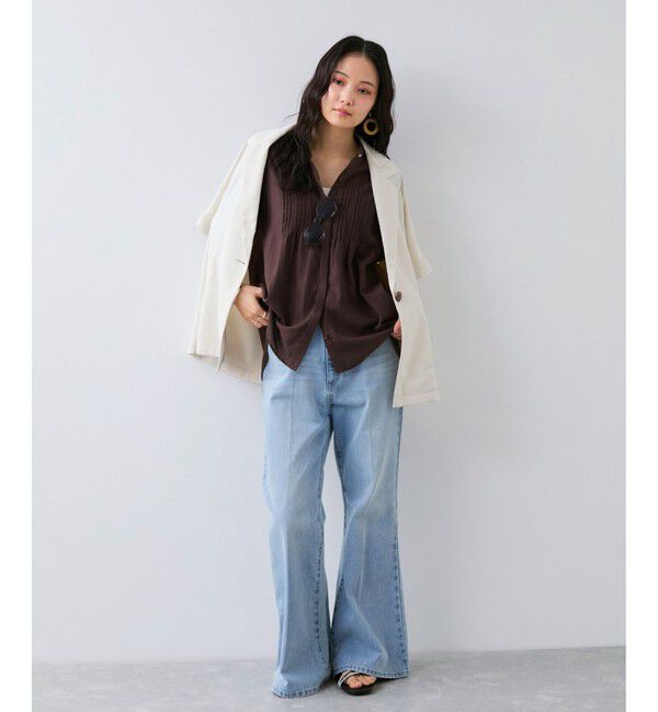 VIS「気流染めピコピンタック半袖ブラウス/イージーケア・接触冷感」|シャツ・ブラウス|