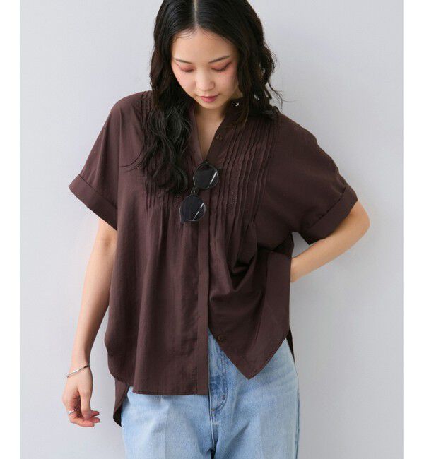 VIS「気流染めピコピンタック半袖ブラウス/イージーケア・接触冷感」|シャツ・ブラウス|