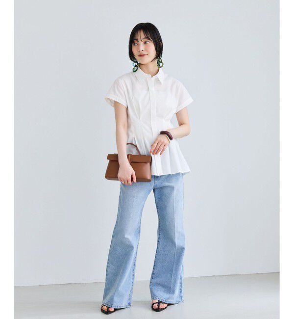 VIS「ウエストタックペプラム半袖シャツブラウス」|シャツ・ブラウス|