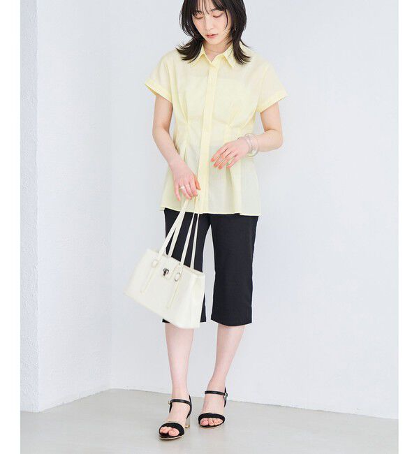 VIS「ウエストタックペプラム半袖シャツブラウス」|シャツ・ブラウス|