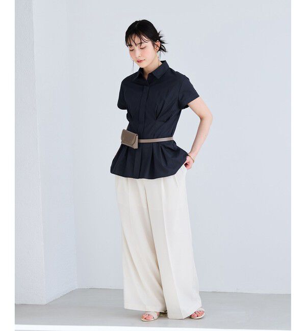 VIS「ウエストタックペプラム半袖シャツブラウス」|シャツ・ブラウス|