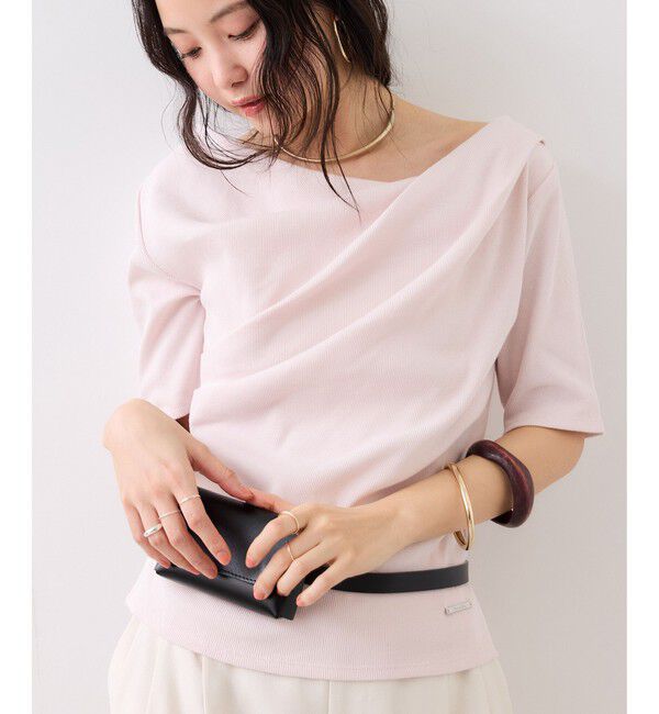 VIS「テレコハーフスリーブドレーププルオーバー」|Tシャツ・カットソー|ピンク(63)