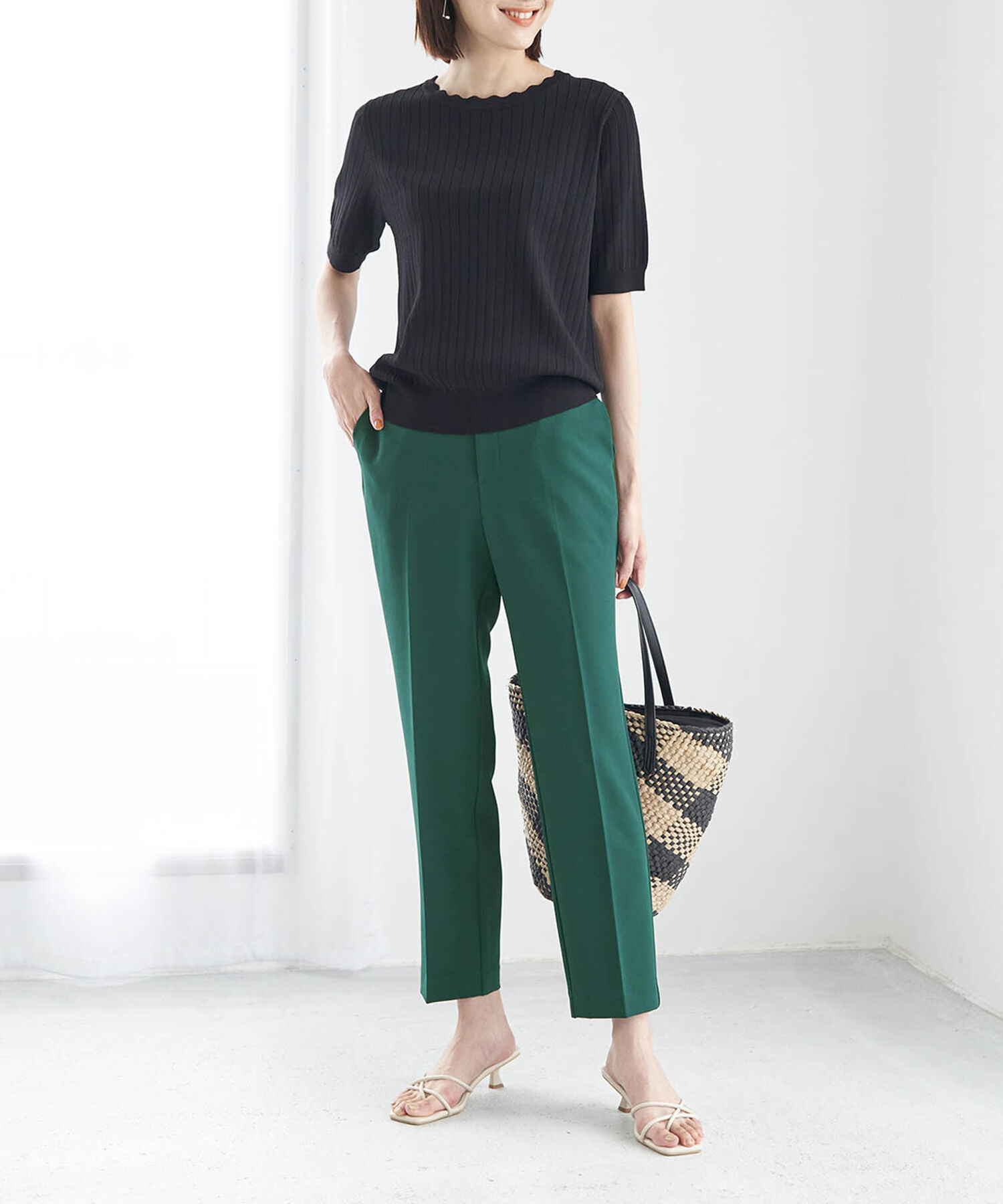 Rope&rsquo;Picnic「ラク美/ストレートカラーパンツ」|スラックス|