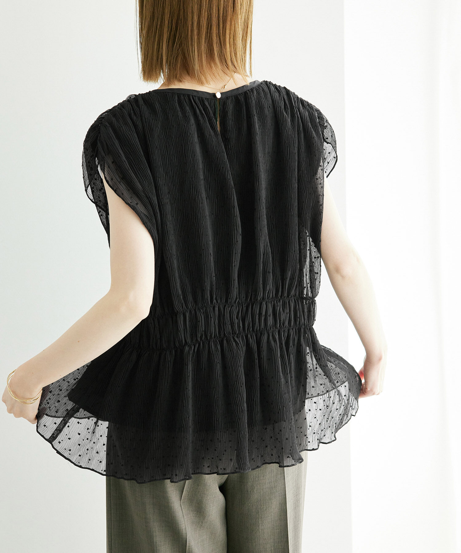 Rope&rsquo;Picnic「シャーリングドットブラウス」|シャツ・ブラウス|