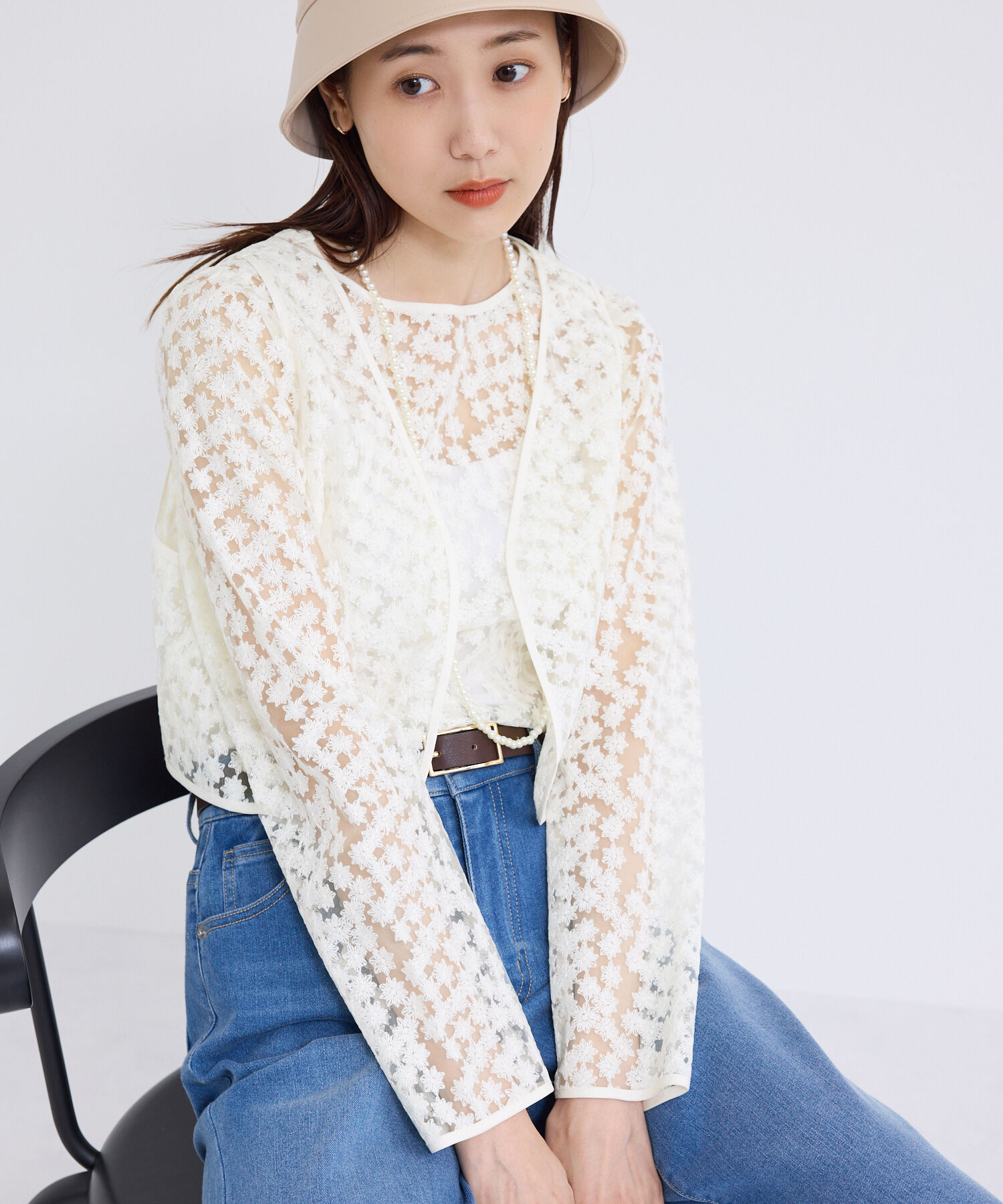 Rope&rsquo;Picnic「フラワーレースベスト」|ベスト・ジレ|