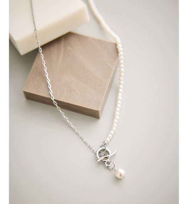 ROPE PICNIC PASSAGE「チェーン&times;パールショートスライドネックレス」|ネックレス|シルバー(93)