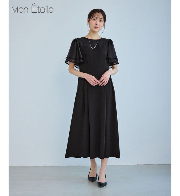 Rope&rsquo;Picnic「【Mon E&rsquo;toile/モンエトワール】フレア袖ビスチェデザインワンピース」|ドレス|ブラック(01)