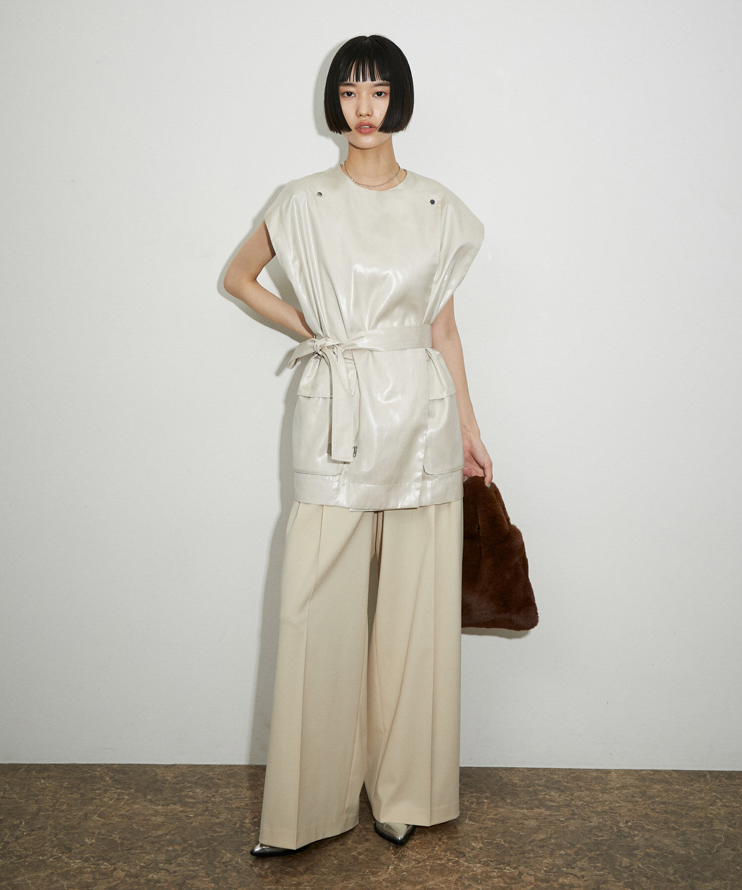 ADAM ET ROPE'「【サステナブル】2タックワイドスラックス」|スラックス|