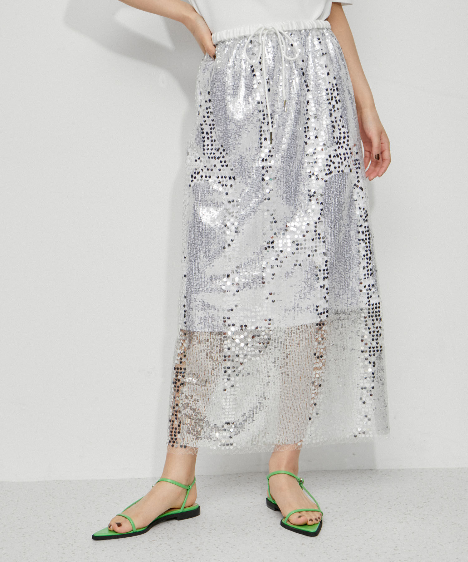 ADAM ET ROPE'「スパンコールスカート」|スカート|シルバー(93)