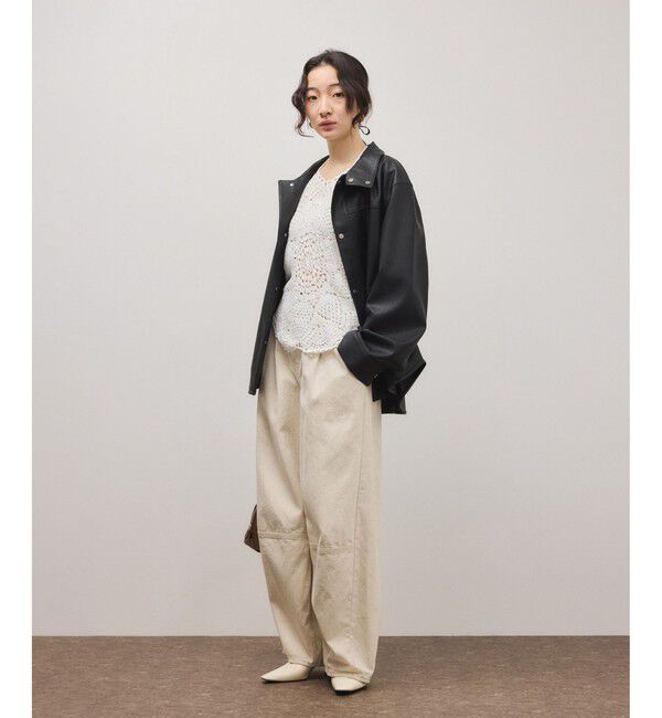 ADAM ET ROPE'「シンセティックレザースタンドネックブルゾン」|ブルゾン・スタジャン|