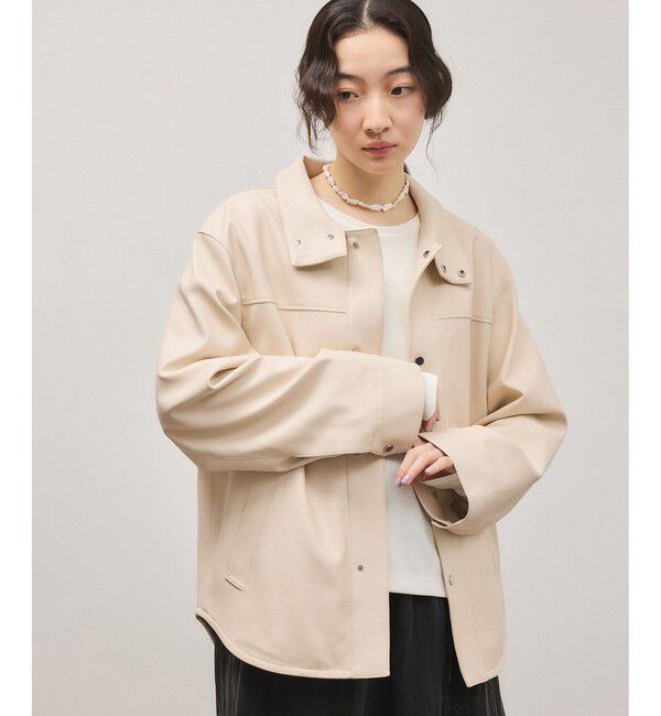 ADAM ET ROPE'「シンセティックレザースタンドネックブルゾン」|ブルゾン・スタジャン|