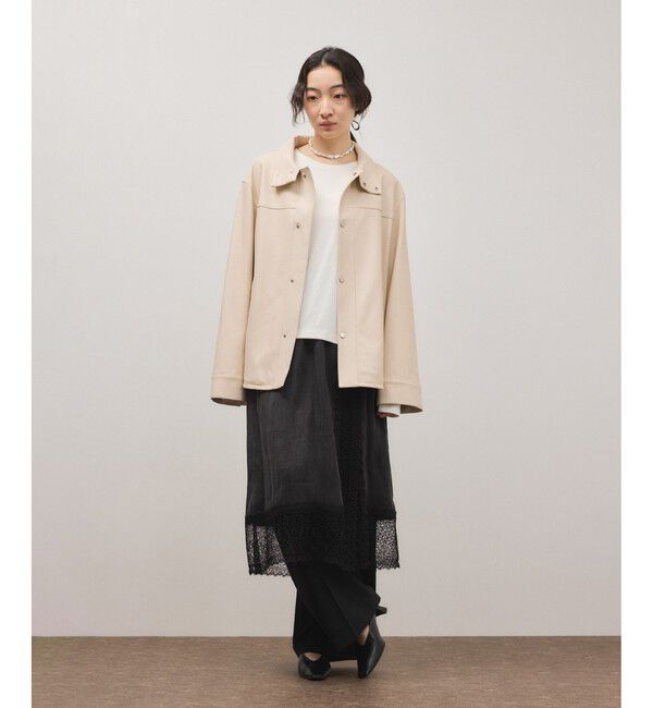 ADAM ET ROPE'「シンセティックレザースタンドネックブルゾン」|ブルゾン・スタジャン|