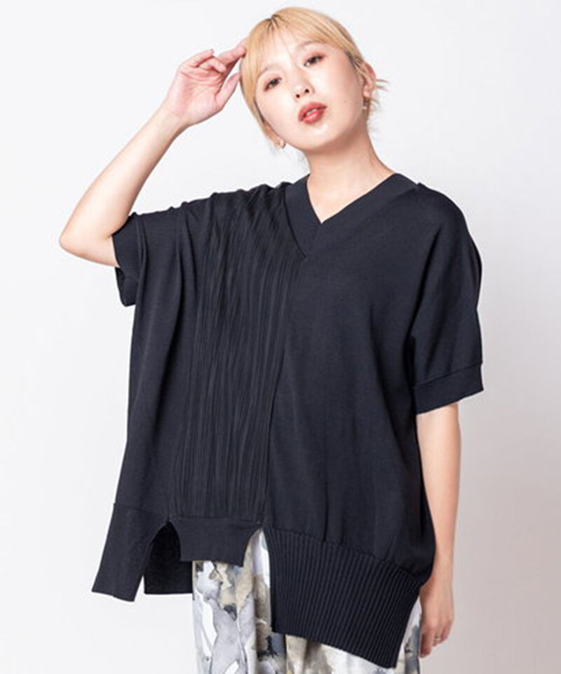  「2WAY切替ニットプルオーバー」|ニット・セーター|BLACK