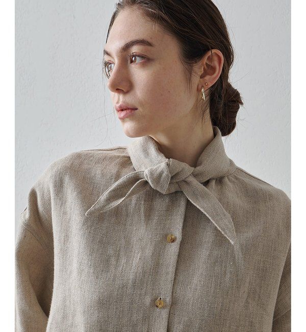 Drawing Numbers「【Drawing Numbers】ヘビーリネンタイブラウス」|シャツ・ブラウス|