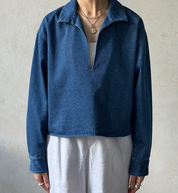  「【インフルエンサーOKOCHI企画】スキッパーデニムシャツ」|シャツ・ブラウス|