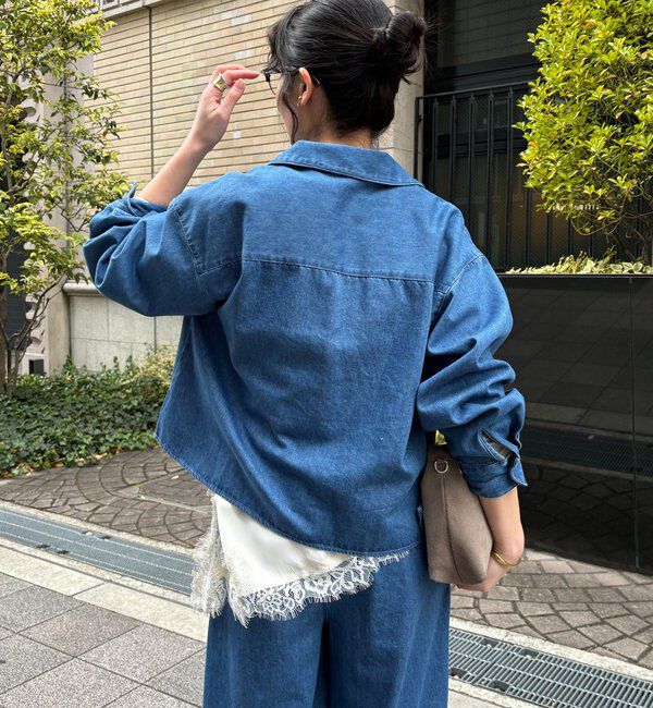  「【インフルエンサーOKOCHI企画】スキッパーデニムシャツ」|シャツ・ブラウス|