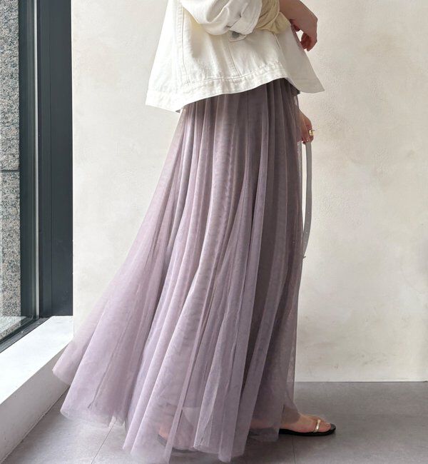  「【WEB限定】チュールフレアスカート」|スカート|グレー