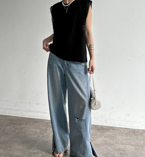  「【WEB限定】ショルダーフリルトップス」|Tシャツ・カットソー|