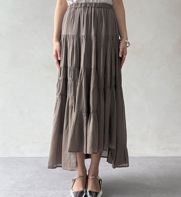  「【WEB限定】ボイルギャザーティアードスカート」|スカート|