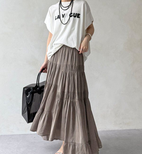  「【WEB限定】ボイルギャザーティアードスカート」|スカート|