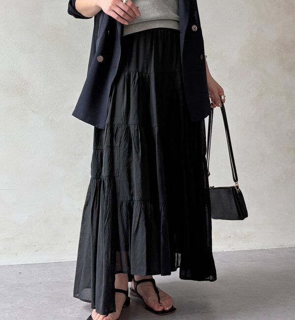  「【WEB限定】ボイルギャザーティアードスカート」|スカート|