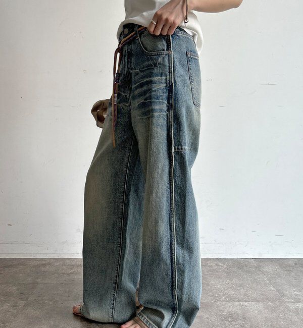  「【WEB限定】コード付ピンタックデニムパンツ」|デニム|