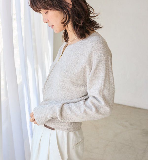  「【大人のこなれ感】メランジブークレーZIPニット」|カーディガン|