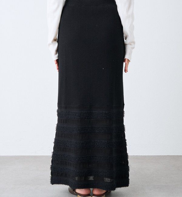  「予約【セットアップ対応可】フリンジボーダーニットスカート」|スカート|