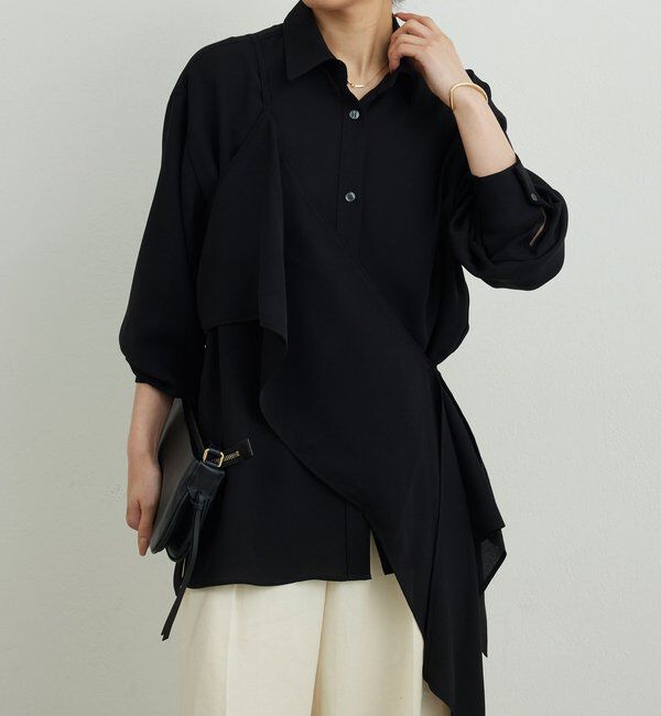  「ワンショルレイヤードシャツ」|シャツ・ブラウス|ブラック