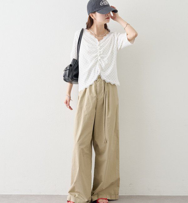  「半袖ギャザーリブカーディガン」|Tシャツ・カットソー|