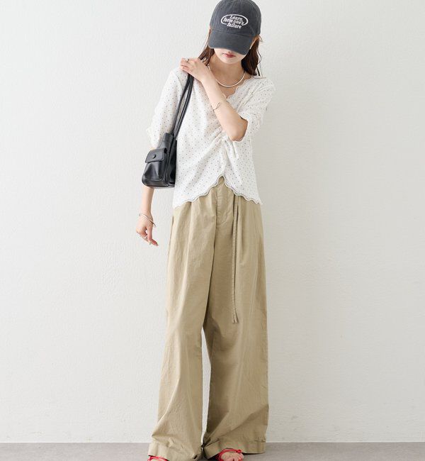  「半袖ギャザーリブカーディガン」|Tシャツ・カットソー|