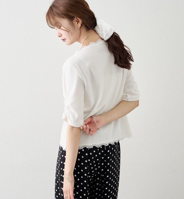  「半袖ギャザーリブカーディガン」|Tシャツ・カットソー|