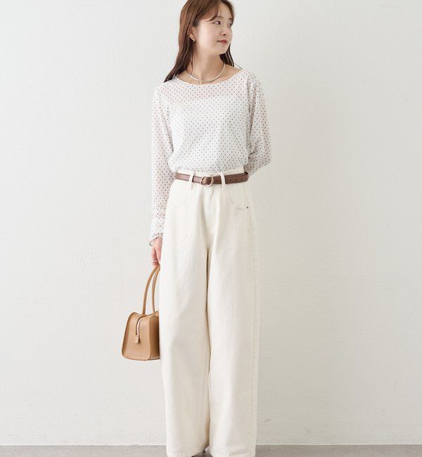  「ベルト付きカーブワイドデニム」|デニム|